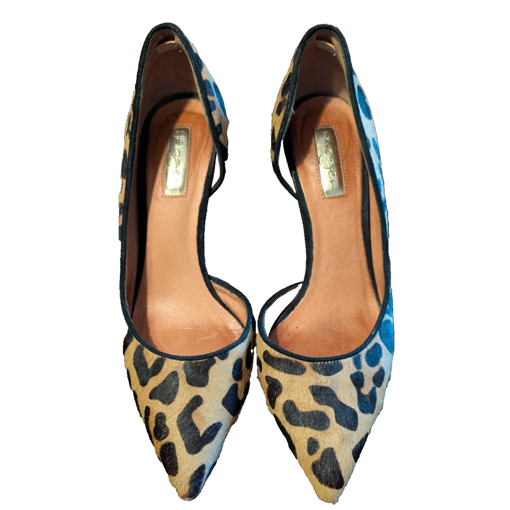 Halogen Marlie Leopard Animal Print Calf Hair Tan D'Orsay Pumps Size 7.5‎ M